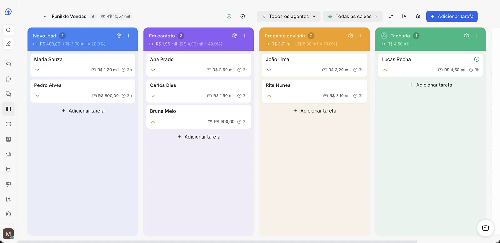 Funil / CRM Kanban do Atende